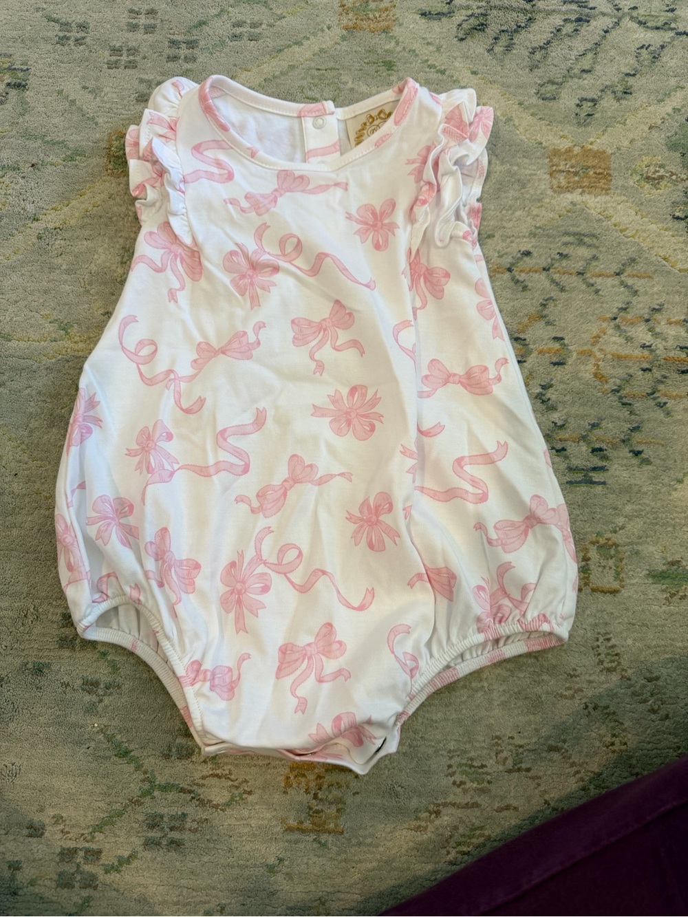 The Beaufort Bonnet Company White Romper with Pink Bow Print